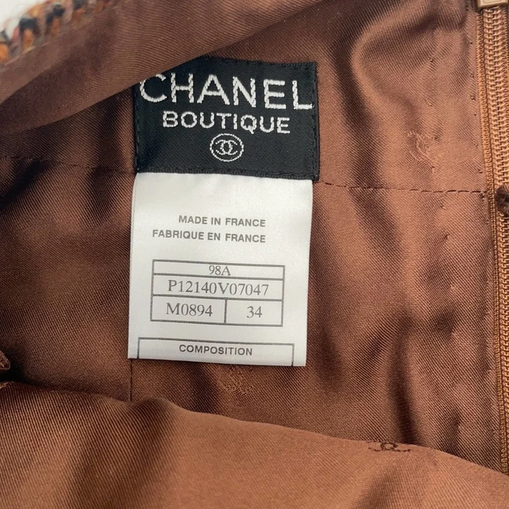 CHANEL brown wool tweed Vintage pencil skirt 34